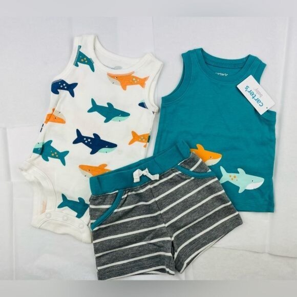CARTER’S Baby boy Multi Baby 3-Piece Animal Little Short Set 6 Months (#5502) - Picture 3 of 10